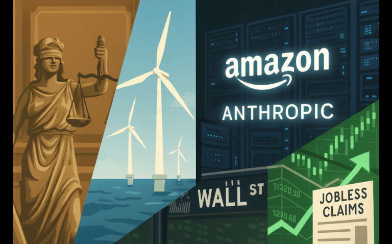 US digest: Trump fraud penalty appeal, offshore wind lawsuits, Amazon gains