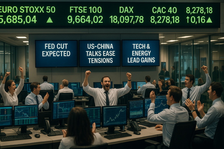 Europe markets start week strong on Fed easing hopes, resilient corporate results